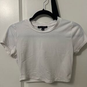 Route 66 White Polo Collar Fitted Crop Top